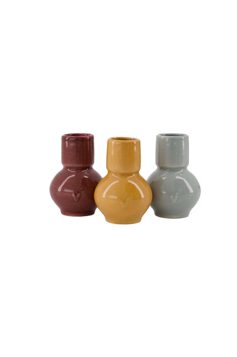 Zusss set van 3 keramieken vazen hart multicolor