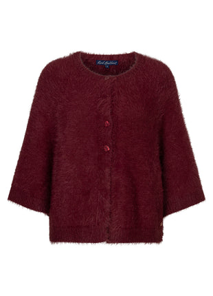 Red Button fuzzy poncho darkberry