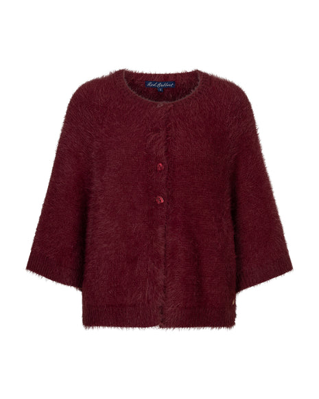 Red Button fuzzy poncho darkberry