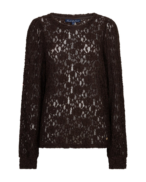 Red Button Top Lace Espresso