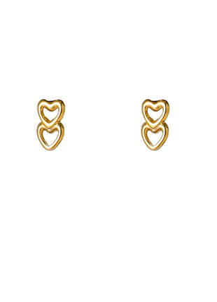Double Heart Stud - E66170-2 - 14K