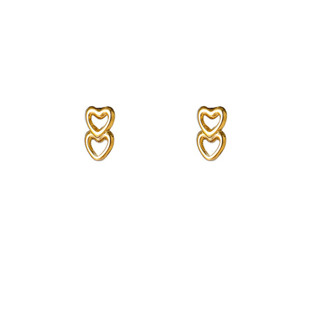 Double Heart Stud - E66170-2 - 14K