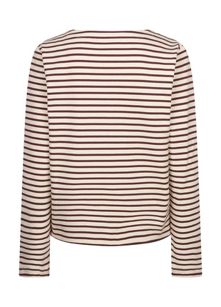 Red Button Terry Stripe creme darkberry achterzijde