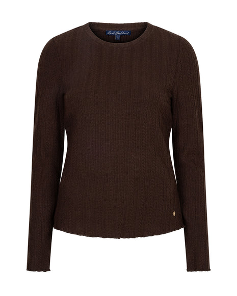Red Button Top Fine Knit Espresso
