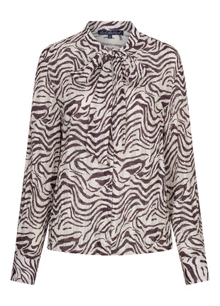 Red Button Blouse Zebra Burgundy