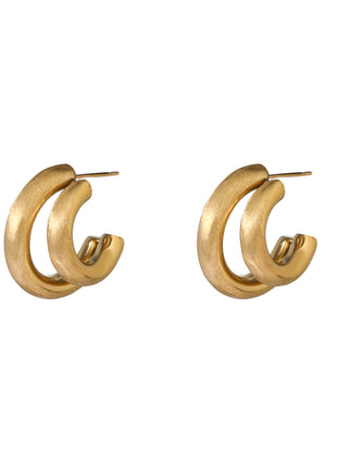Matt Double Hollow Hoop - E66341-2 - 14K