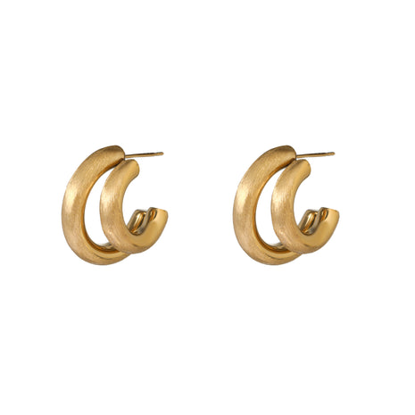 Matt Double Hollow Hoop - E66341-2 - 14K