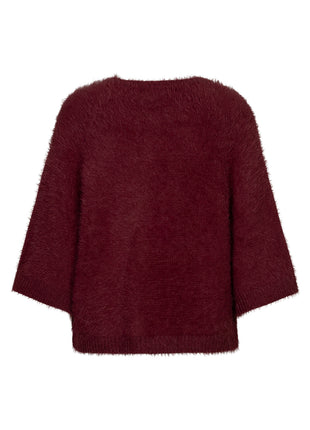 Red Button fuzzy poncho darkberry achterzijde
