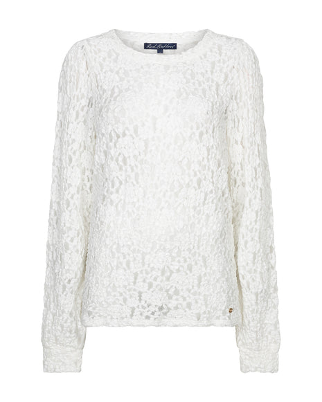 Red Button Top Lace Offwhite