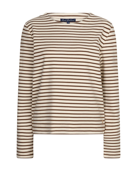 Red Button Terry Stripe creme praline