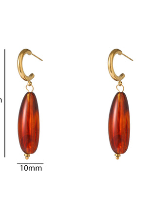 Brown Oval Dangle - E66043-2 - 14K + Brown