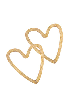 Set van 2 houten hartvormige onderzetters naturel - Zusss