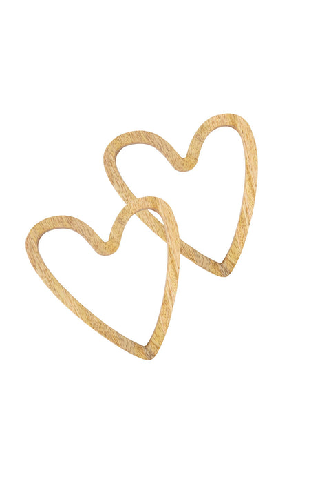 Set van 2 houten hartvormige onderzetters naturel - Zusss