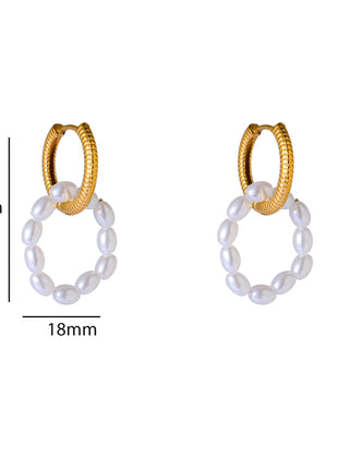 Pearly Round Hoop - E66266-2 - 14K