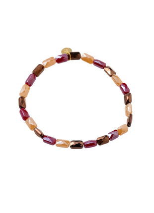 Flat Glass Stones Bracelet - B65001-3 - Coffee