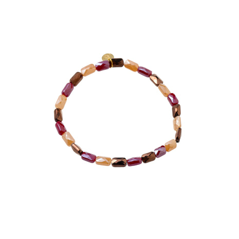 Flat Glass Stones Bracelet - B65001-3 - Coffee
