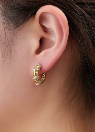 Bold Pearly Hoop - E66090-2 - 14K