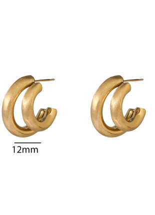 Matt Double Hollow Hoop - E66341-2 - 14K
