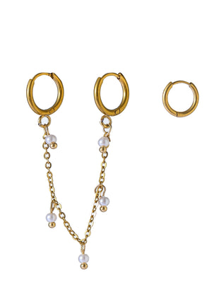 Double Hoop - E66257-1 - 14K + Pearl