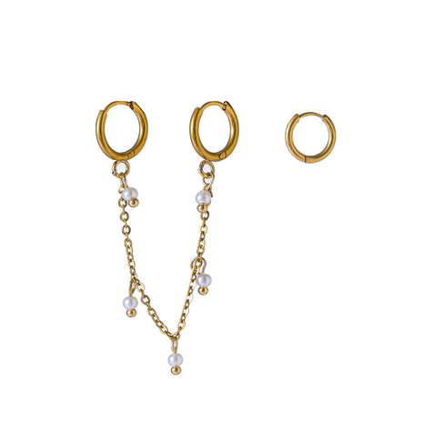 Double Hoop - E66257-1 - 14K + Pearl