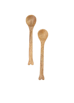 Set van 2 houten theelepels hart naturel - Zusss