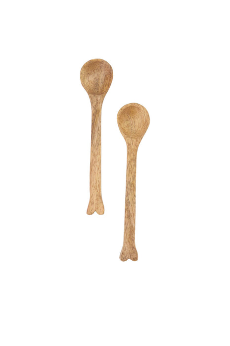 Set van 2 houten theelepels hart naturel - Zusss