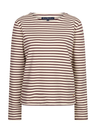 Red Button Terry Stripe creme darkberry