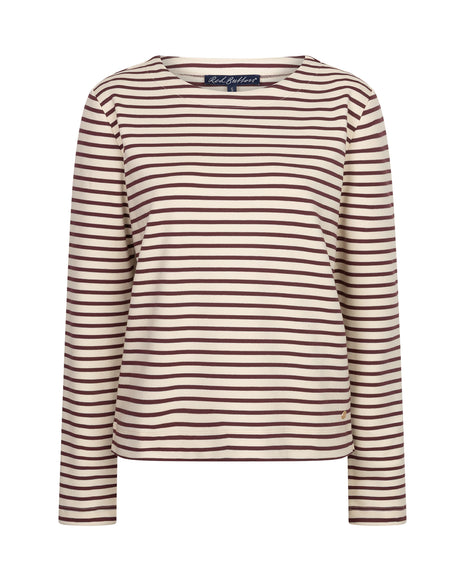 Red Button Terry Stripe creme darkberry