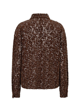 Blouse Velvet lace sequins W26.14706 Coffee - Esqualo
