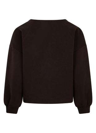 Red Button Skyler scuba sweater espresso achterzijde