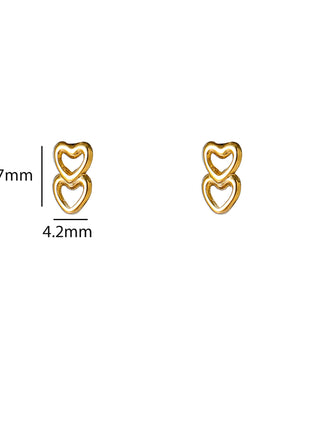Double Heart Stud - E66170-2 - 14K