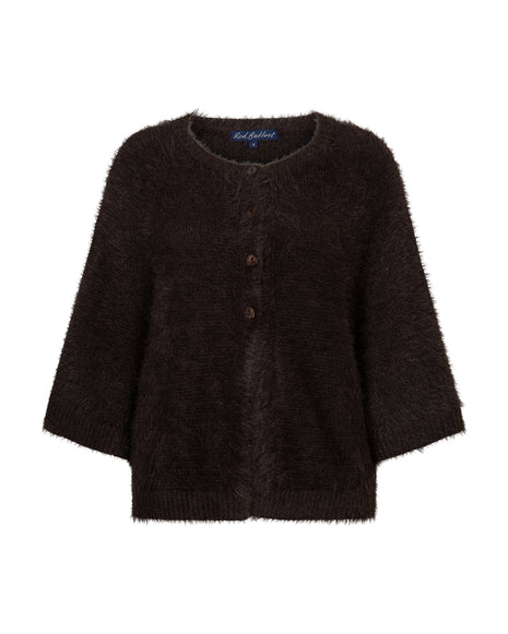 Red Button fuzzy poncho espresso