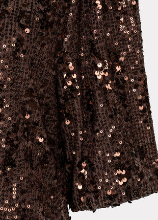 Jurk Balloon sleeve sequins W26.08707 Coffee - Esqualo