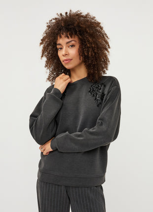 Trui Embellishment modal W26.05705 Charcoal - Esqualo