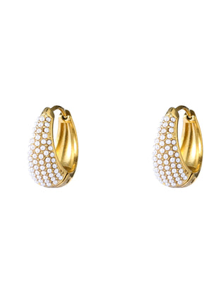 Pearly Drop Hoop - E61521-2 - 14K