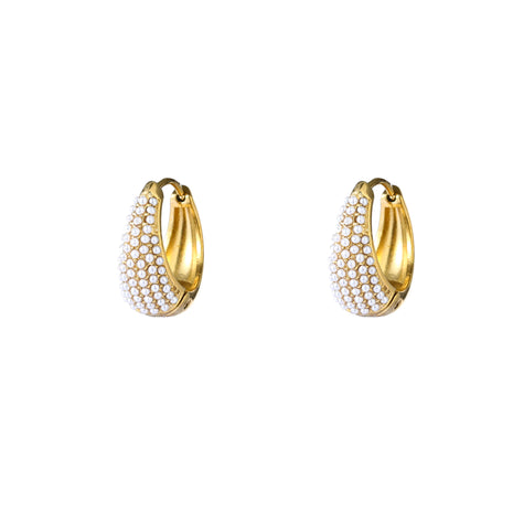 Pearly Drop Hoop - E61521-2 - 14K