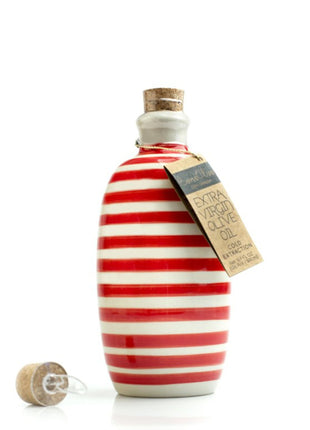 Beneoliva Ceramic Red Line - biologische Arbequina olijfolie in handgeschilderde keramische fles