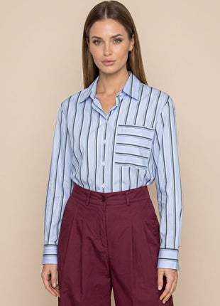 Due Amanti Brianna dark green stripes blouse