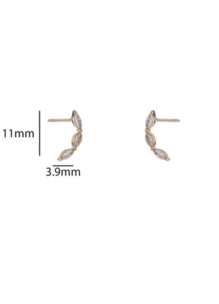 3 oval Stones Stud - 14K goud - Juwelen & mooimakers