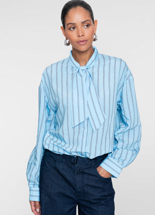 Geisha blouse 63915-20 Mineral blue/brown