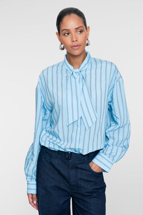 Geisha blouse 63915-20 Mineral blue/brown