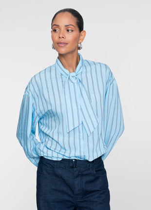 Geisha blouse 63915-20 Mineral blue/brown