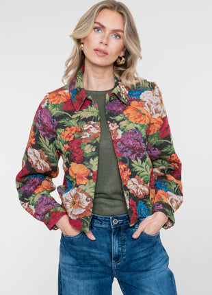 Geisha jasje bloemenprint 65908-20 Brown/green