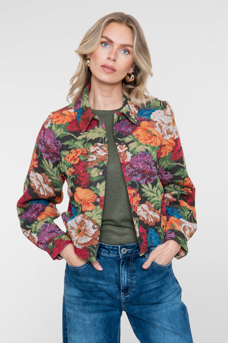 Geisha jasje bloemenprint 65908-20 Brown/green