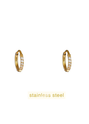 Small Sparkly Hoop - 1.6mmx6mm - E61064-2 - 14K