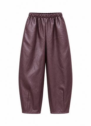 Broek - Barrel - Faux cuir - Bordeaux