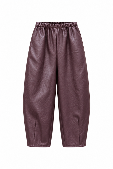 Broek - Barrel - Faux cuir - Bordeaux
