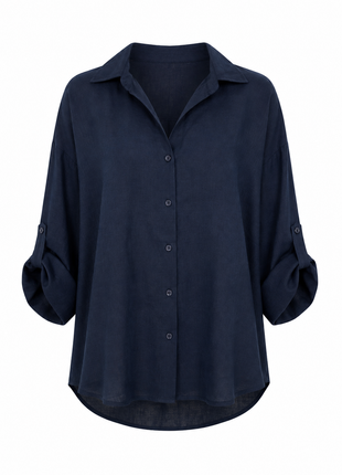 Linnen bloes (navy)