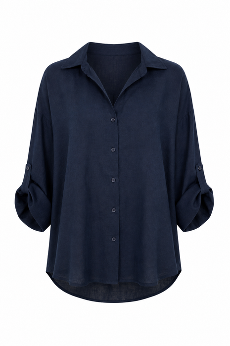 Linnen bloes (navy)