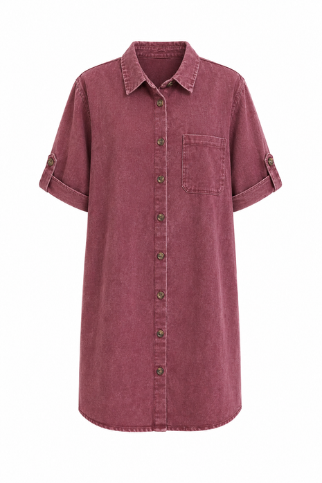 Jurk in jeans - (bordeaux)